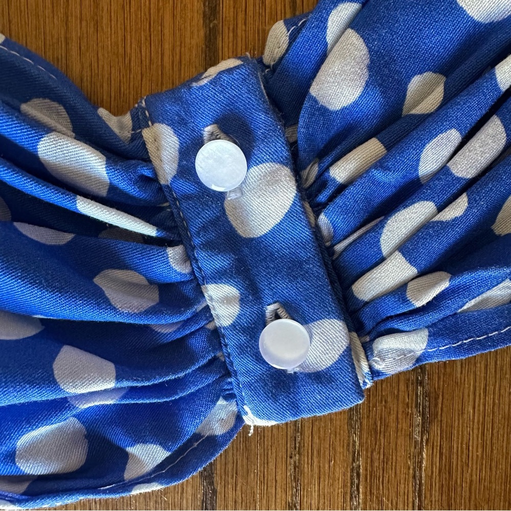 The Lulo Project Blue Polka Dot Halter Wrap Top Linen Cotton Resort Small - Picture 6 of 11